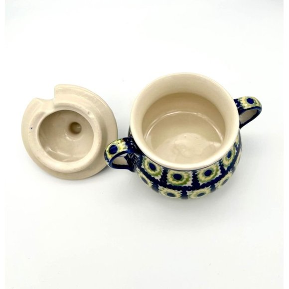 Polish Pottery Sugar Bowl Boleslawiec Floral Handmade Hand Painted Poland Folk A - Picture 7 of 9